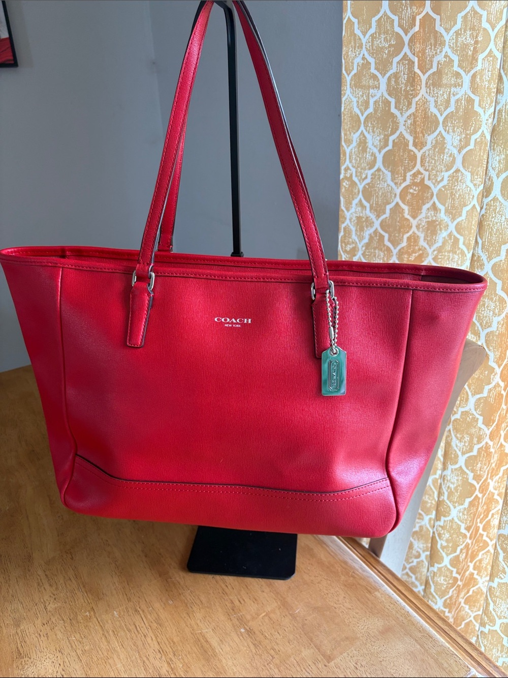 COACH 2012 Red Leather Tote with suede interior